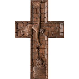 BGCOPPER Crucifix Wall Cross Handmade Wooden Cross with Hook, Christian Wall Art Jesus Wall Cross Gifts for Church Home Room Decor Christmas Cross - 14 Inch