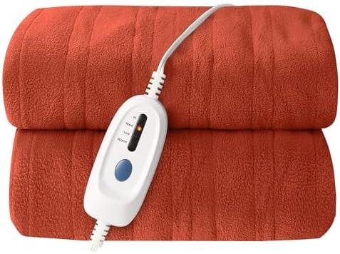 ONDAN Electric Heated Blanket Full Size 72x84 Microplush Cover Blanket 4 Heat Settings & 10 Hours Auto Off, Cozy & Breathable, Warm All Night, Orange