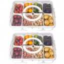 Divided Serving Tray with Lid and Handle - Divided Snack Tray for Portable Snack Platters - Clear Organizer for Candy, Fruits, Nuts, Snacks - Perfect for Party, Entertaining2 pcs (White-2 Packs)