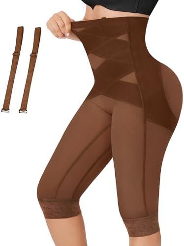 RDSIANE Capri Leggings for Women Tummy Control Shapewear Pants Thigh Slimmer Butt Lifting Leggings With Straps,3XL