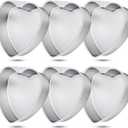 Didaey 6 Pieces Heart Shaped Cake Pans Bulk 8 Inch Aluminum Cake Heart Cake Mold DIY Baking Heart Pans Heart Cake Bakeware Mold Cake Pans for Kitchen Birthday Wedding Supplies