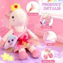 HUITEM Unicorn Toys for Girls Age 4-6, Ballerina Doll Stuffed Animal with 3 Set Clothes, Plush Bag, Accessories, 16 inch Unicorn Doll Toys Birthday Gift for 3 4 5 6 Year Old Little Girls