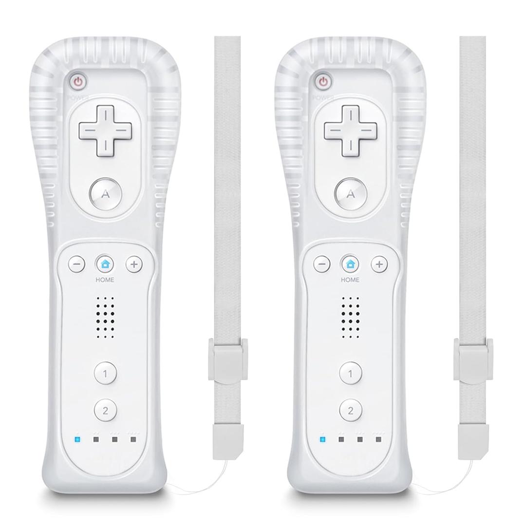 MOLICUI Wii Remote Controller,Wii Controller 2 Pack With Wrist Strap and Silicone Case,White