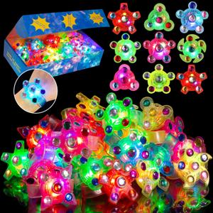 SCIONE 24 Pack LED Light Up Fidget Spinner Bracelets, Glow in The Dark Party Favors for Kids 48 812, Treasure Box Toys, Birthday Gifts, Carnival Prizes, Valentines Day Gifts Goodie Bags Stuffers