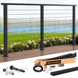 4-8ft Modular 36" Swageless Cable Railing System with Handrail