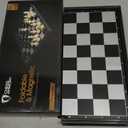 Chess Armory Magnetic 9.5 Inches Travel Chess Set - Folding Board with Storage Box & 2 Extra Queen.
