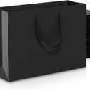 Acina Medium Large Black Gift Bags: 12.6x4x8.7 Inch 16pcs Black Paper Bags with Handles Bulk For Party Shopping Birthday Wedding (M-16)