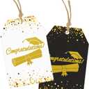 3 x 50 Pcs Class of 2026 Graduation Gift Tags 2x3 inch Hangable Congratulation Gift Tags for College High School Graduation Party Favors(Gold Foil)