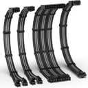 EZDIY-FAB 12VHPWR PSU Cable Extension Kit for RTX 50/40 Series,16AWG PCIE 5.0 Power Supply Cable Extension- 1x 24 Pin ATX /2X 8Pin (4+4) EPS / 1x12+4 Pin GPU,Sleeve Cable 300MM with Combs,Black/Grey