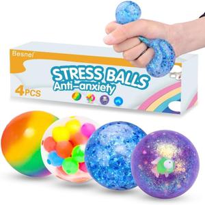 Stress Balls Set, Squishy Stress Ball, 4 Pack Squeeze Ball for Adults, Squeeze Ball for Adults Stress Relieve, Stress Relieve, Increase Entertainment