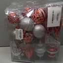 32PCS Christmas Ball Ornaments Set Large Shatterproof Plastic Decorative Baubles with Hand-Help Gift Boxes for Xmas Tree Wedding Party Holiday - Silver, Red