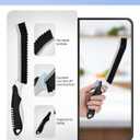 4 x Crevice Cleaning Brushes, Serrated Scrub Brush Tool for Hard to Reach Tight Space, Cleaner Brushes, Cleaning Supplies, Home Essentials for Shower, Bathroom, Kitchen, Window, Toilet, Sink (Black)