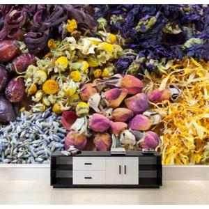 Wallpaper Wall Mural Herbal Tea Flowers Wooden Self Adhesive Peel & Stick Wallpaper Removable Large Wall Sticker Decal Posters Home Decor for Living Room