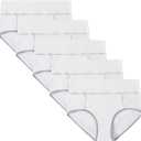 POKARLA Womens Cotton Underwear High Waist Full Coverage Briefs Soft Breathable Postpartum Panties Stretch Underpants (Medium, White-5pack)