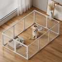 Dog Playpen Indoor - 24" Height 10 Panel Diamond Mesh Chew Resistant Puppy Playpen, Tool-Free Assembly, Dog Exercise Pen Indoors for Puppies and Small Dogs&Pets, Portable White Metal Dog Pen