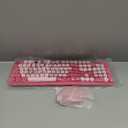 Wireless Keyboard and Mouse Combo - Round Keycaps, Full-Size Retro Typewriter Keyboard with Detachable Wrist Rest, Sleep Mode & Tilt Legs, 2.4GHz Cordless Connection for Mac/Windows/PC (Hot Pink)