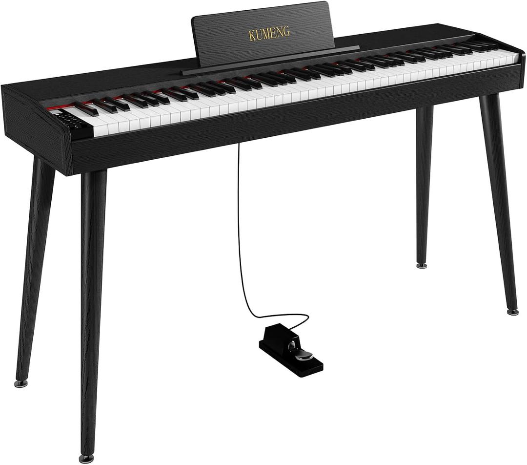 digital Piano 88 Key Semi Weighted Keyboard,Full-size Electric Piano for Beginners,with Sheet Music Stand,Pedal,Power Adapter,Headphone Mode,USB-MIDI (Matte Black)