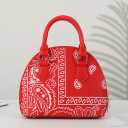 Mini Zip Around Dome shoulder  Bag Women's Shape Purse Satchel Patent Leather Top Handle Tote Red