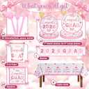 Marspark 173Pcs Pink Bow Graduation Decorations 2026 Set Coquette Class of 2026 Party Supply Serve 24 Grad Disposable Paper Plate Cup Napkin Cutlery Tableware Tablecloth Banner for College High School