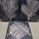 Large Framed Coral Wall Art - Navy Blue Coastal Wall Decor Painting 16"x24" Set of 3 Minimalist Beach Wall Art Prints Rustic Ocean Coral Canvas Pictures for Living Room Bedroom Office Artwork