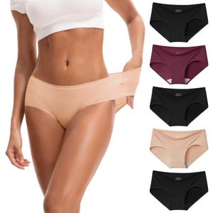 INNERSY Women's Soft & Thin No Show Modal Underwear Quick Dry Panties for Summer 5-Pack (Large, Afterglow)
