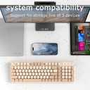 Wireless Bluetooth Keyboard - Full Size Retro Round Typewriter Style Wireless Keyboard with 2.4GHz & Bluetooth Dual-Mode Compatibility for PC, Laptop, Windows, Mac, and More (Milk Tea)