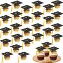Graduation Cap Chocolate Decorations, 50 Pcs Black Graduation Cupcake Toppers with Tassel Adhesive Dots for Chocolates Candies Class of 2026 Graduates Congrats Grad Party Decorations