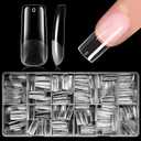 AddFavor Long Square Nail Tips, 300pcs Gel Nail Tips Square Long Fake Nails, Full Cover Clear 15 Size Acrylic Nails Tips for Nail Extensions, Press on Nails Making