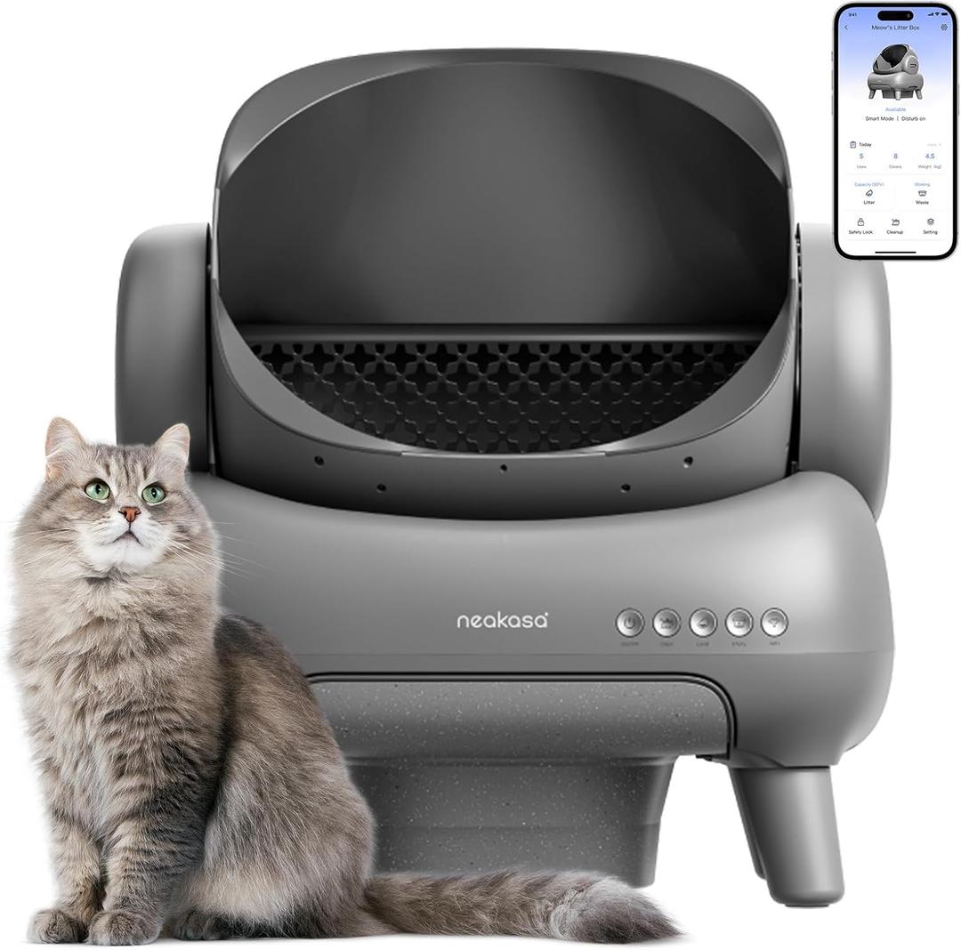 Neakasa M1 Plus Open-Top Self Cleaning Cat Litter Box, Automatic Cat Litter Box with APP Control, Odor-Free Waste Disposal Includes Bags