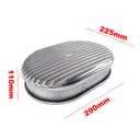 TEKKOAUTO 12" Oval Full Finned Air Cleaner Polished Aluminum Replacement for 5-1/8” Carburetors
