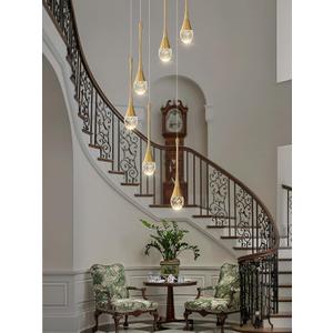 ykolupty H86 Pendant Lights Kitchen Island 6-Lights Pendant Chandelier for Dining Room Hallway Stairwell,LED Dimmable 2700K-6000K