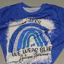 YZMI in April We Wear Blue Autism Awareness Shirt Rainbow Short Sleeve Pattern Tops Bleached L