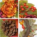 Artificial Fall Wreath for Front Door 24 Inch Peony & Mixed Floral Wreath with Maple Leaves & Berries, Rustic Autumn Wall Dcor