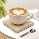 Natural Marble Coasters, Square Costers, Luxury Aesthetic Modern Decor for Coffee Table Bar Kitchen Home, Travertine Marble, Real Natural Semi Absorbent Stone Coasters (4")