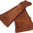 Rose Pruning Gloves for Men and Women - Thorn Proof Goatskin Leather Gardening Gloves with Gauntlet (Large, Brown) (Large (Pack of 1))