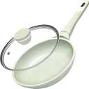 8 Inch Non Stick Frying Pan with Lid - Omelette & Egg Pan Skillet | PFOA/PFAS Free Healthy Cookware | All Stovetop & Dishwasher Safe | Heat Resistant Handle | Eco-Friendly