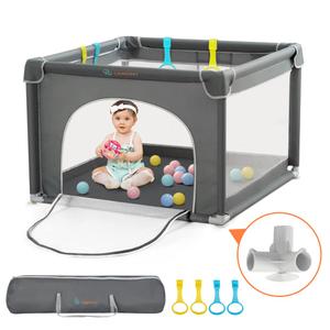COMOMY Playpens for Babies and Toddlers, Small Baby Play Pens, Activity Center for Baby Safe and Non-Slip Baby Fence, Full Mesh Design, Indoor & Outdoor Kids Activity Center (Dark Grey, 36"x36")