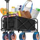 Electric Utility Wagon Cart, Rechargeable Electric Collapsible Folding Wagon, Large Capacity Utility Grocery Wagon with Roll Folding Table for Camping Garden Sports Shopping (Black)