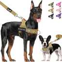 Lukovee No Pull Dog Harness and Leash Set - Heavy Duty Dog Vest with Soft Velvet Padding for Medium Large Dogs, Adjustable Reflective Tactical Harness with 2 Control Handles & Front Clip (M, Yellow)