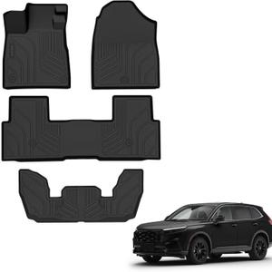 Floor Mats for 2023‑2026 Honda Pilot, Custom‑Fit All‑Weather TPE Full Set Row Anti‑Slip Wear‑Resistant & Odorless Floor Liners for 1st 2nd & 3rd Car Mats, Black