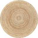 Hausattire Jute Braided Hand Woven Rug, 8 Feet Round Natural, Boho Large Area Rugs for Bedroom, Living Room | Farmhouse Dcor Kitchen Floor Rug 8 Round