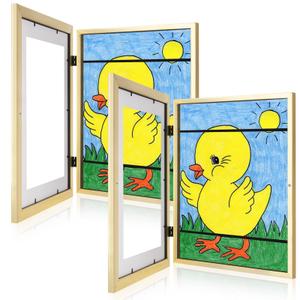 [1 Pack] Kids Art Frames, 10x12.5 Front Opening Kids Artwork Frames Changeable, Displays 8.5x11 With Mat and 10x12.5 Without Mat, Holds 50 Pcs, for 3D Picture, Crafts, Hanging Art, Portfolio Storage