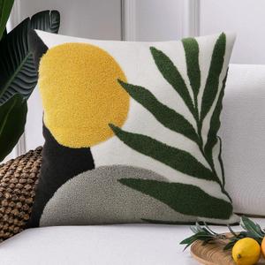 JASEN Abstract Boho Pillow Covers 18x18,Soft Mid Century Geometric Floral Decorative Throw Pillows for Couch Bed Sofa BedroomOnly 1 Pillow Cover (D, 18x18)