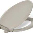 KOHLER 4636-RL-G9 Cachet ReadyLatch Elongated Toilet Seat Slow Close, Soft Close Toilet Seat Quiet Lid, Contoured Grip-Tight Bumpers Installation Hardware, Apartment Essentials, Sandbar