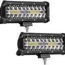 7 Inch LED Light Bar,240W 24000lm LED Pod Lights Triple Rows White Spot Flood Combo Beam Off Road Driving Lights Pods Fog Light for Truck ATV SUV UTV Boat Tractor