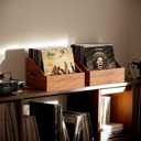 Wood Vinyl Record Storage, Retro & Durable Vinyl Crate and Record Holder, Album Storage Record Case Box for 60+ Records, Perfect Record Organizer for Home Decor and Collection Display(Brown)