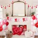 Valentines Day Party Balloons Arch Garland Kit, Red Pink White Bows Decorations, 106pcs Balloons & Accessories for Valentines Engagement Party Birthday Decorations