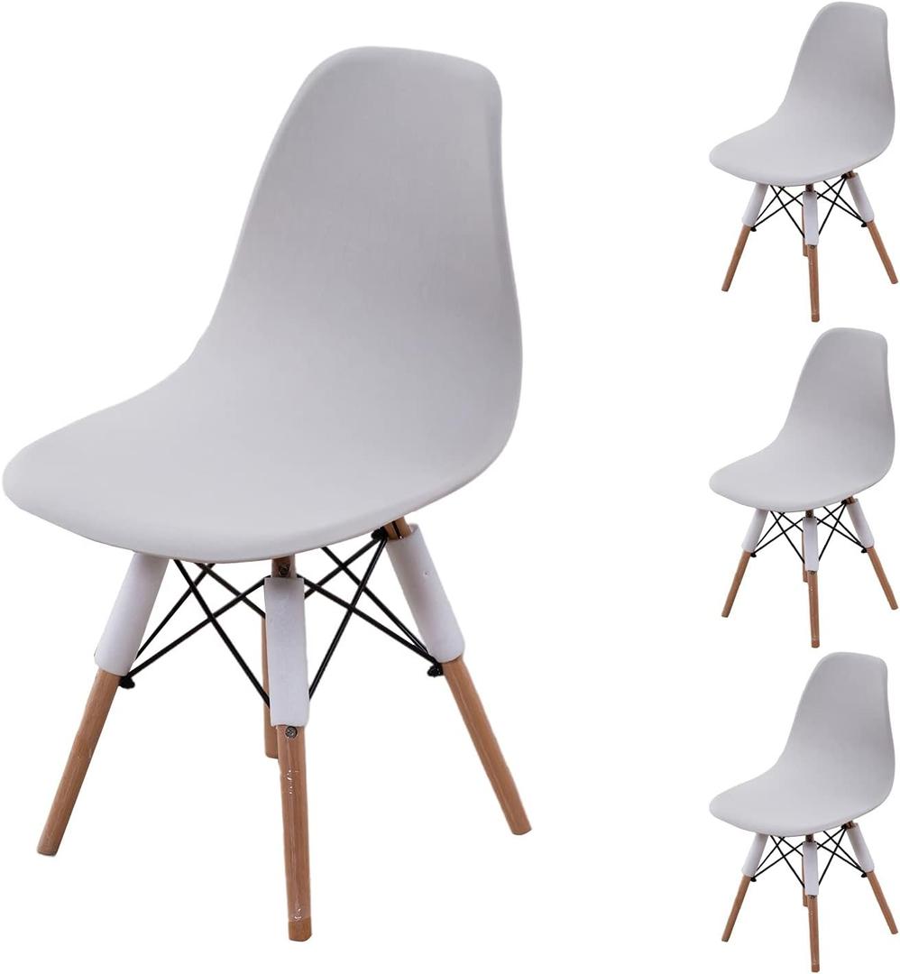 NILUOH Shell Chair Cover Mid Century Modern Dining Chair Covers Lounge Armless Chairs Covers for Kitchen,Dining Room,Set of 4,Bright Gray