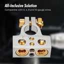 InstallGear 0/4/8 or 10 Gauge Battery Terminals with Shims - Positive and Negative - for Battery Pack, Car Battery Terminal, Battery Terminal Connectors, 0 Gauge, 4 Gauge, 8 Gauge, and 10 Gauge Wires