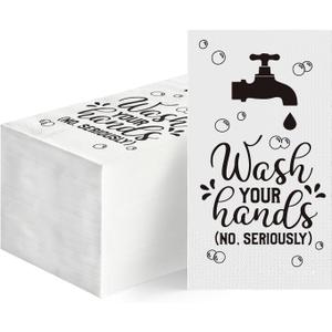 2 x Horaldaily 50 Disposable Paper Napkin Decorative Guest Napkins, Wash Your Hands White Hand Towel for Bathroom Room